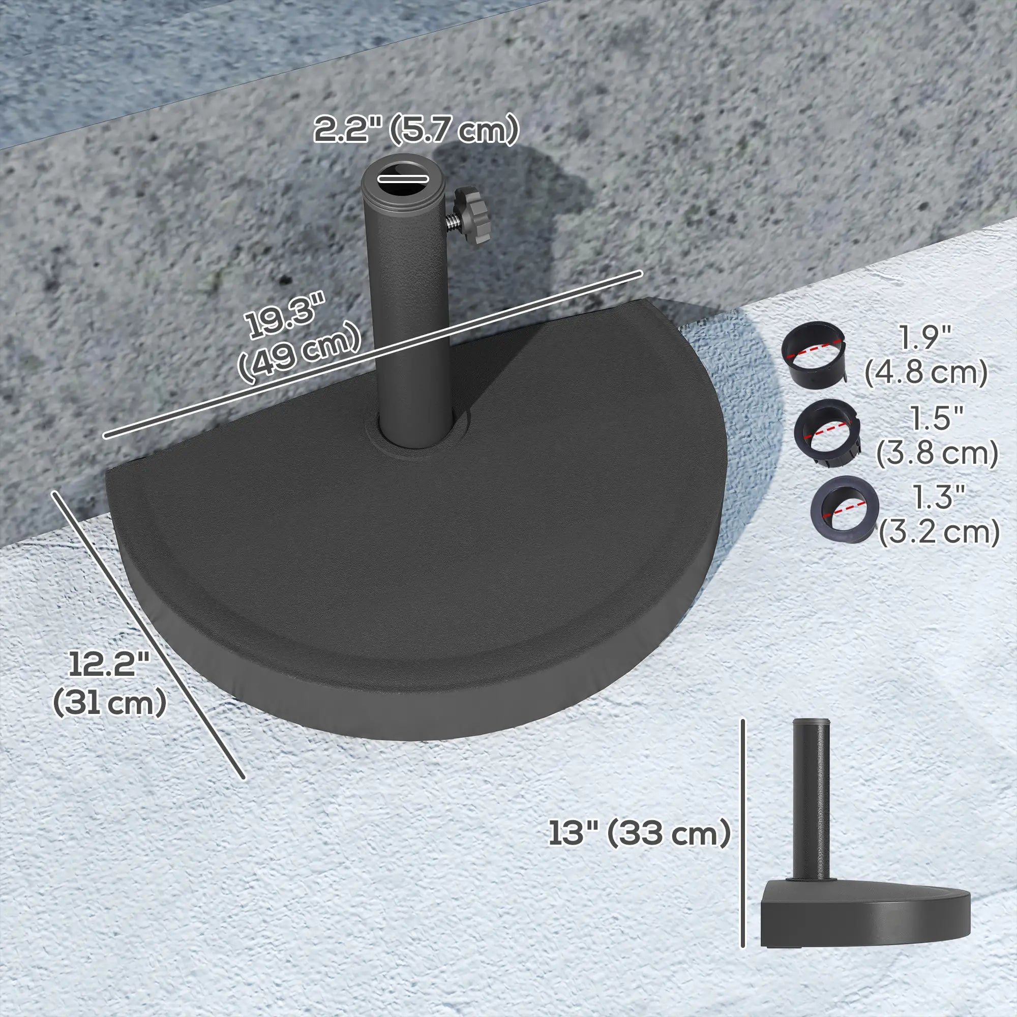 20 lbs Resin Half Parasol Base, Outdoor Umbrella Stand, Black Umbrella Bases at Gallery Canada