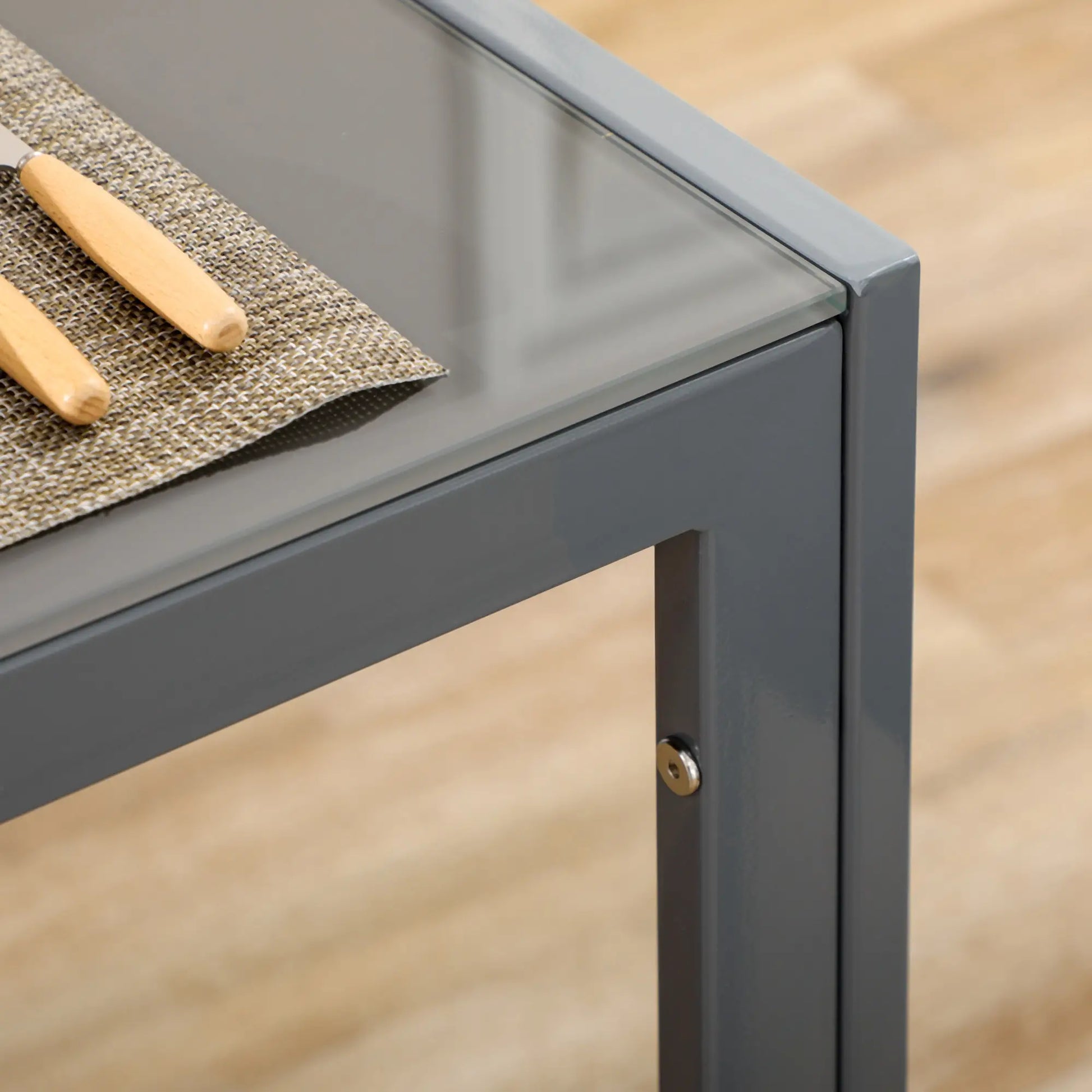 3-Piece Rectangular Glass Dining Table, Metal Frame, Faux Leather Chairs, Grey Bar Sets at Gallery Canada