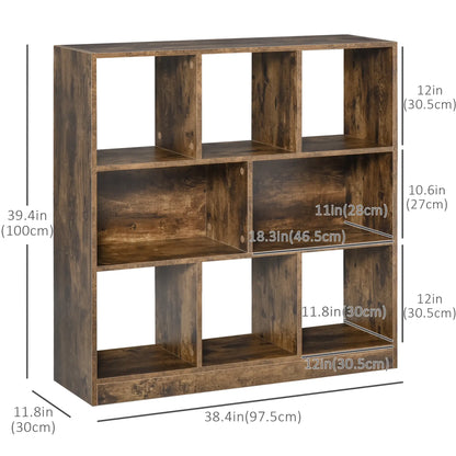 3-Tier Storage Shelf, Bookcase Display Rack, Rustic Brown Small Bookshelves at Gallery Canada