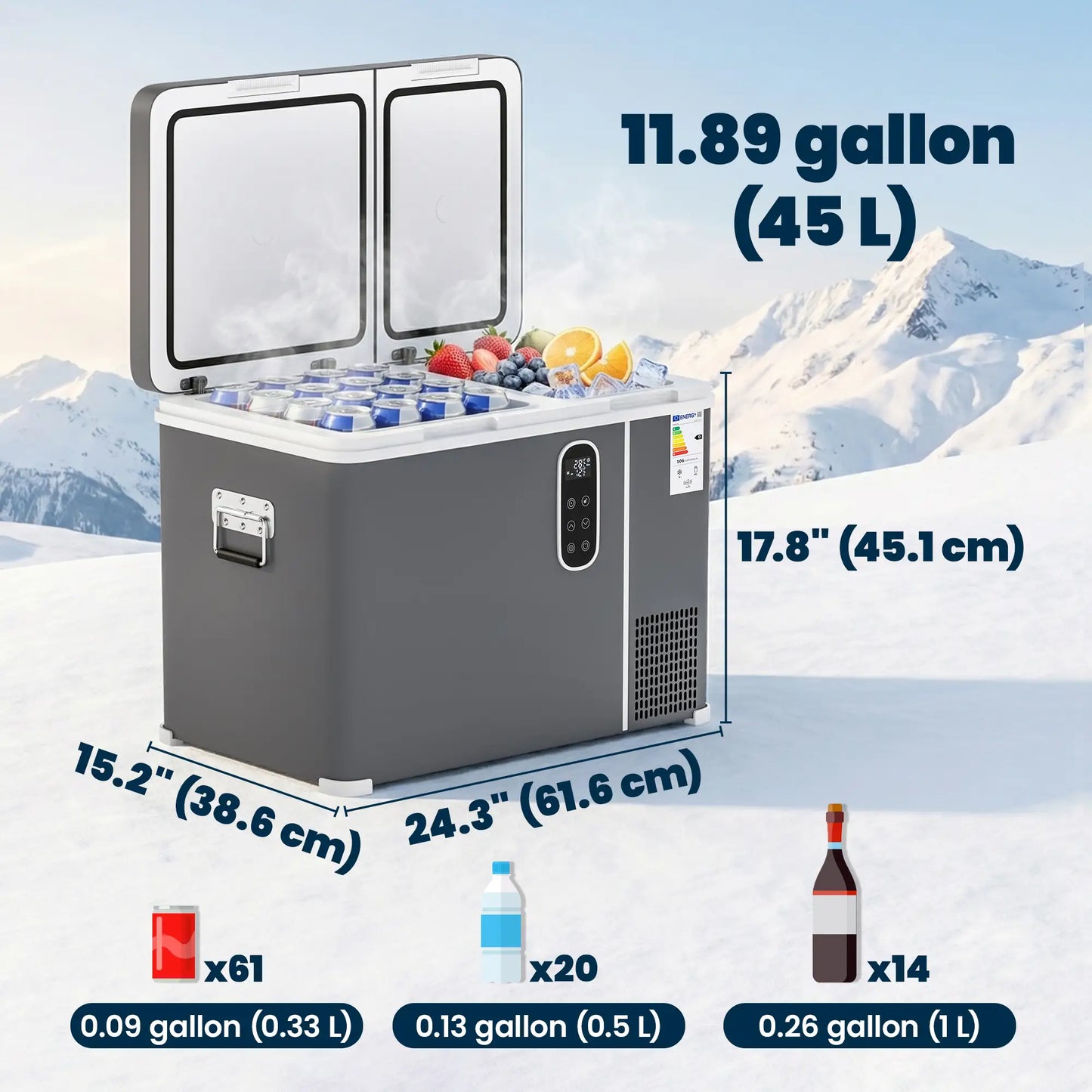 12 Volt Car Refrigerator, Dual Zone 48 QT Car Fridge with App Control, 12/24V DC and 100-240V AC, Car Coolers at Gallery Canada