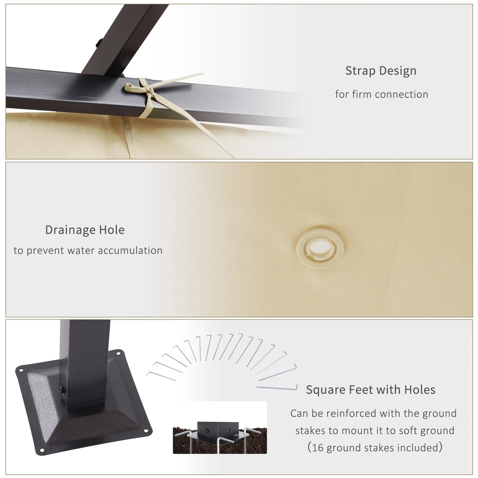 10' Outdoor Pergola Gazebo, Retractable Sun Shade, Beige Pergolas at Gallery Canada