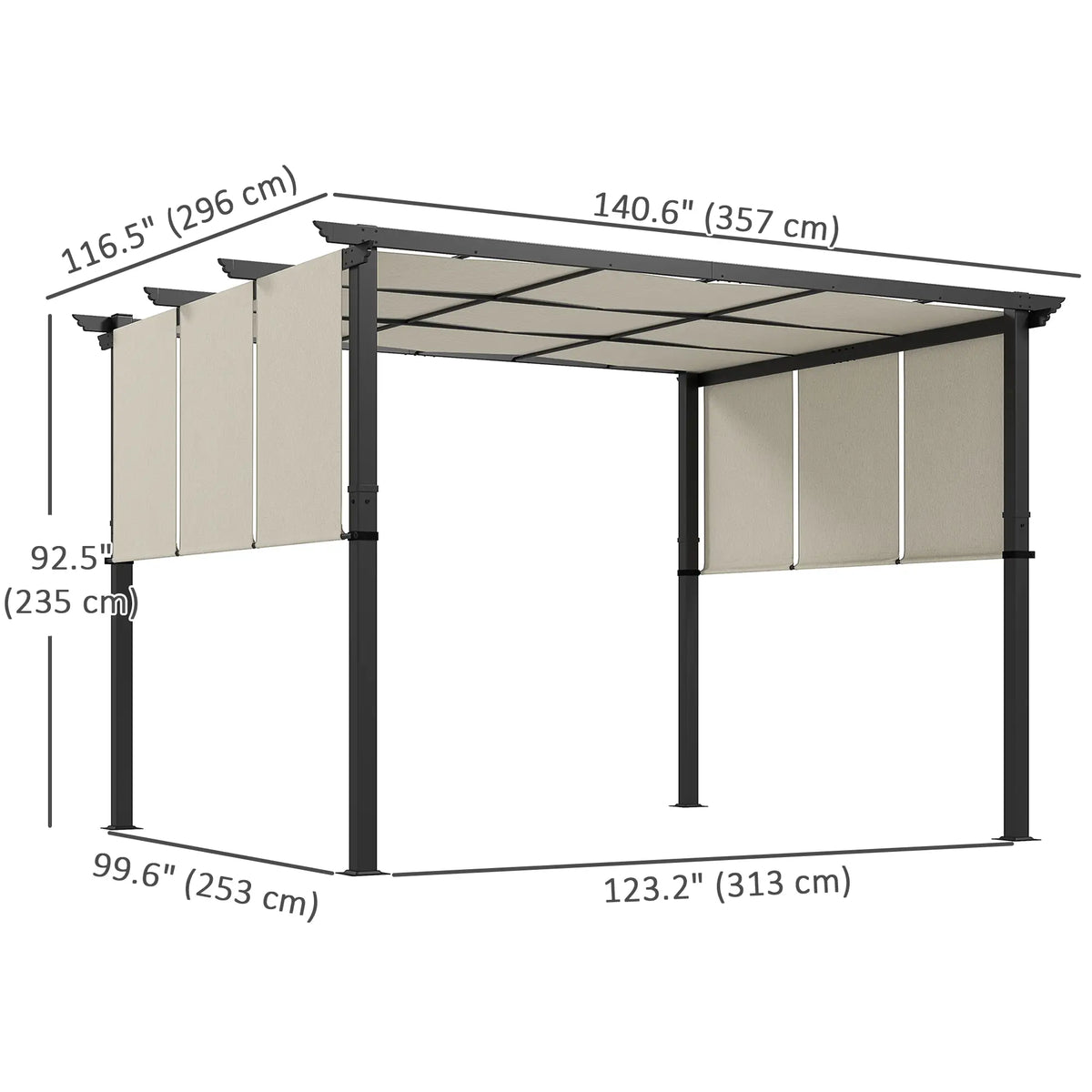10' x 12' Metal Pergola With Retractable Canopy, For Garden Patio Backyard Deck Pergolas at Gallery Canada