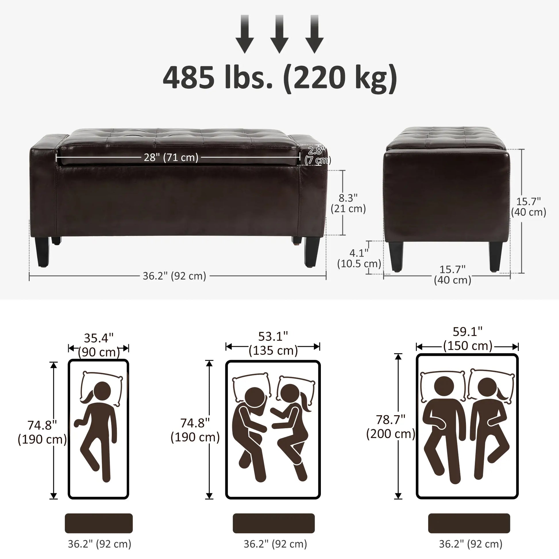 Storage Ottoman Bench, PU Leather, Tufted Design, Brown Storage Ottomans & Benches at Gallery Canada