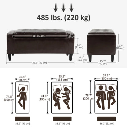 Storage Ottoman Bench, PU Leather, Tufted Design, Brown Storage Ottomans & Benches at Gallery Canada