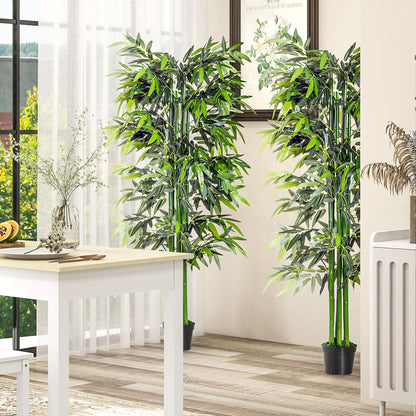 Set of 2 6FT Artificial Bamboo Trees, Nursery Pot, Indoor Outdoor Decor Artificial Trees at Gallery Canada