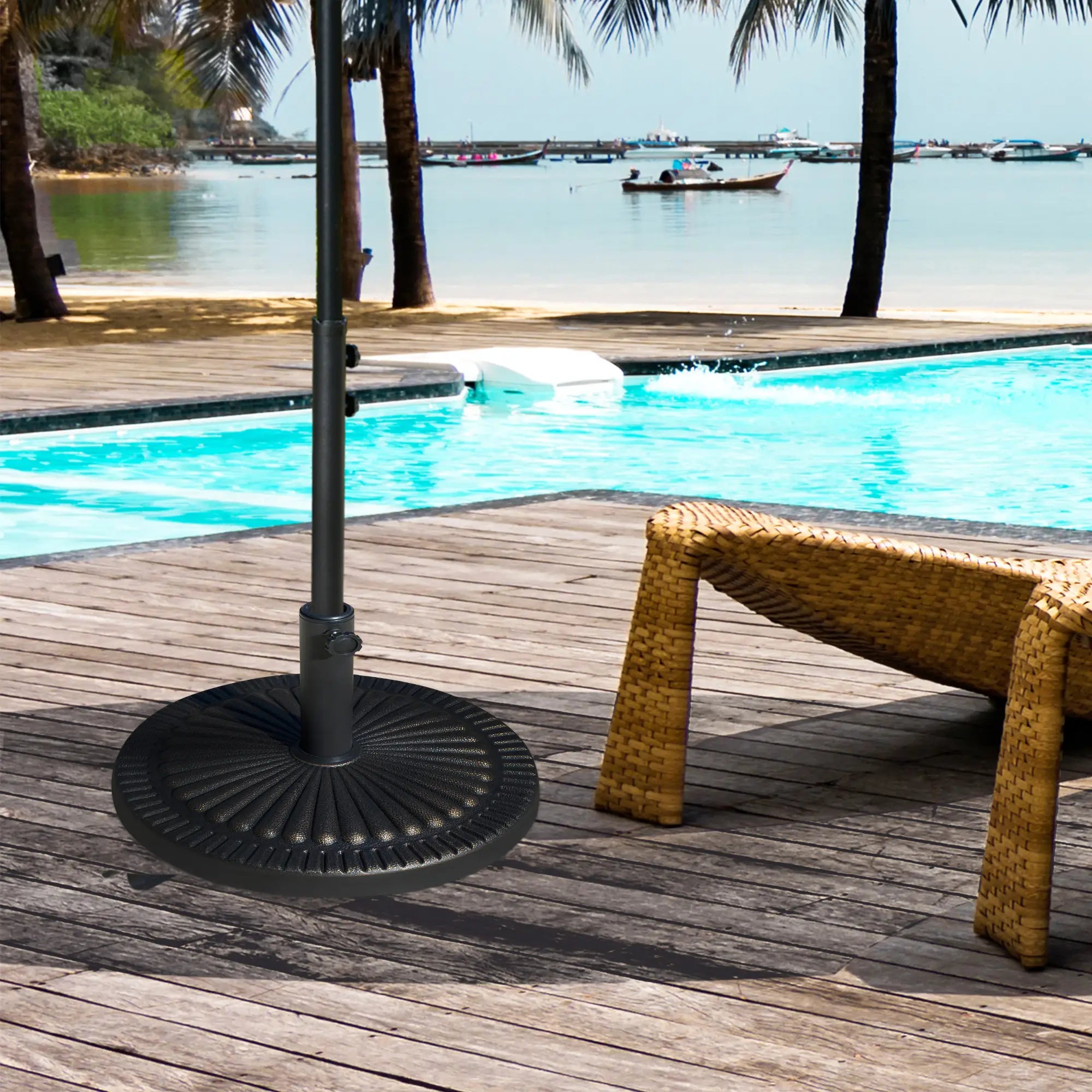 Round Umbrella Base, 31.5 Lbs Resin Stand, Φ19.1, Bronze Umbrella Bases at Gallery Canada