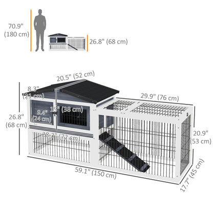 Wood Rabbit Hutch With Ramp, Openable Roof, Pull Out Tray, Dark Grey Rabbit Hutch at Gallery Canada