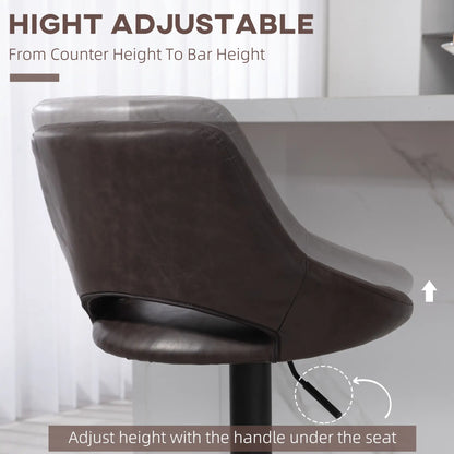 Swivel Bar Stools Set of 2, Faux Leather, Counter Height, Round Metal Base Bar Stools at Gallery Canada