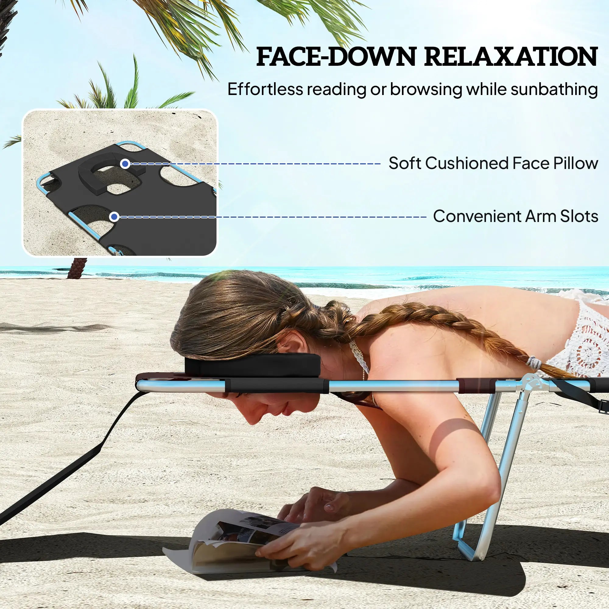 Folding Outdoor Lounge Chair, 5-Level Tanning Chair, Black Lounger Chairs at Gallery Canada