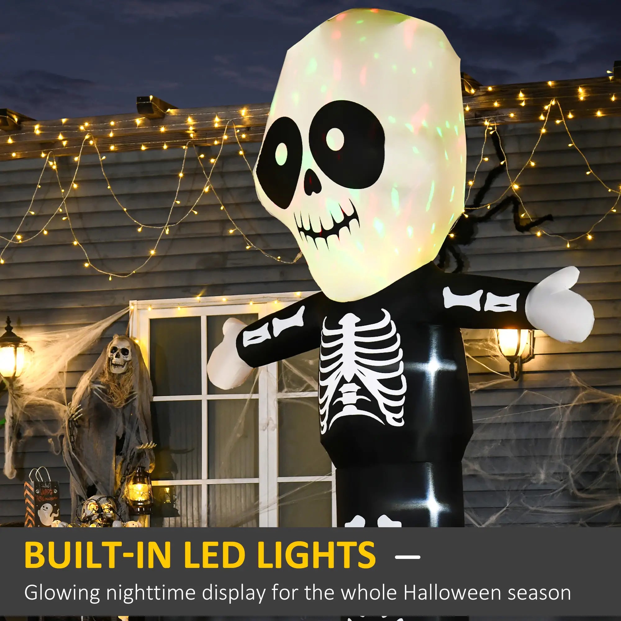 10ft Halloween Inflatable Skeleton Ghost, LED Lighted, Indoor Outdoor Decor Halloween Decorations at Gallery Canada
