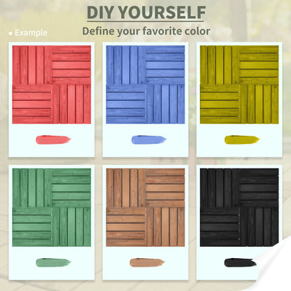 27 Pcs Wood Interlocking Deck Tiles, 12 x 12in, Tools Free Assembly, Brown Deck Tiles at Gallery Canada