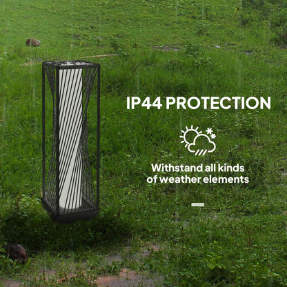 Rattan Solar Floor Lamp, Auto On/Off LED, IP44, Grey Solar Post Lamps at Gallery Canada