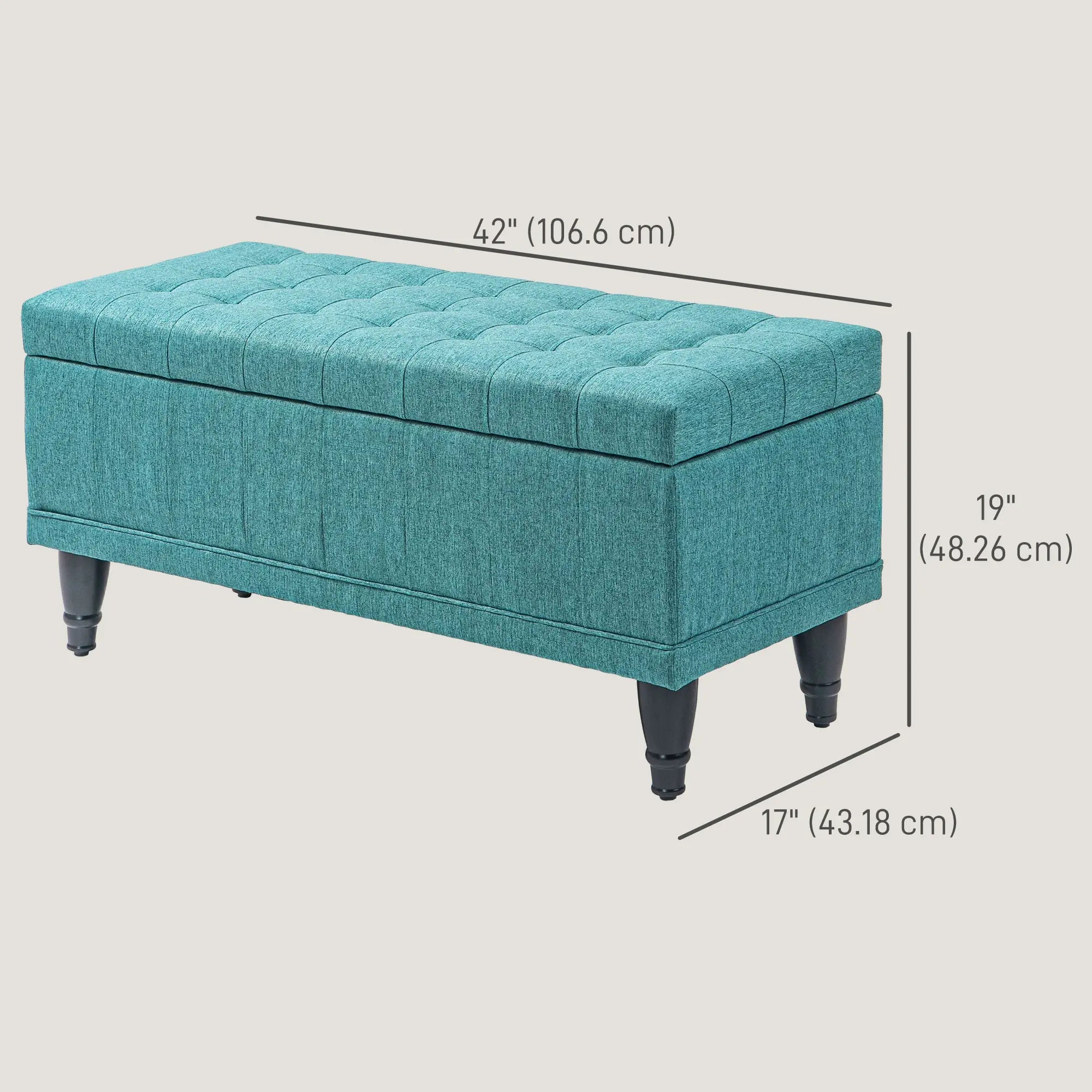 Linen Storage Ottoman, Button Tufted Bench for Bedroom, Green Storage Ottomans & Benches at Gallery Canada