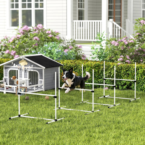 Set of 4 Dog Agility Training Jump Bars, Adjustable, White