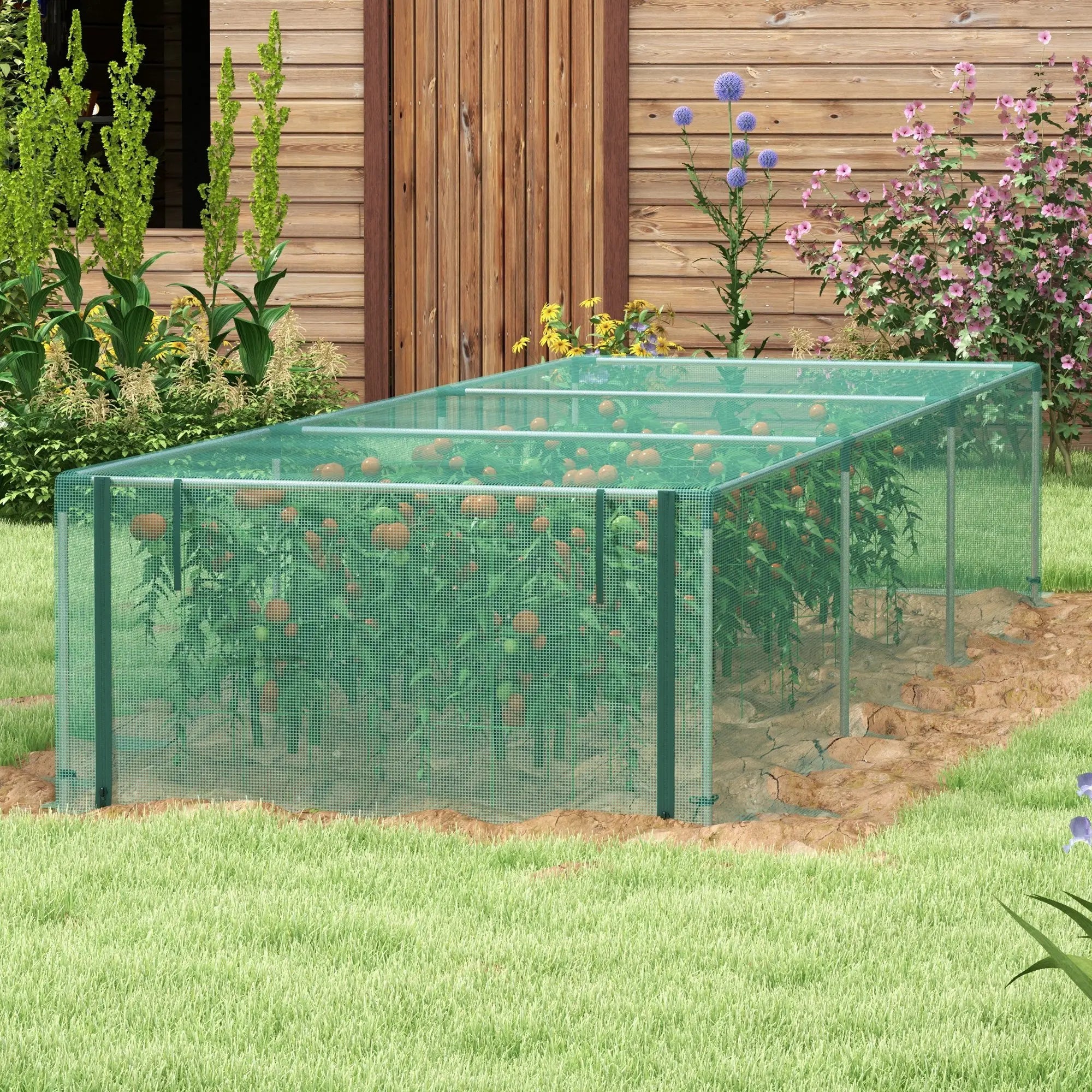 Plant Protection Cage, 12.2' x 4.1', Galvanised Steel Frame, Zipper Roll-Up Door Greenhouses at Gallery Canada