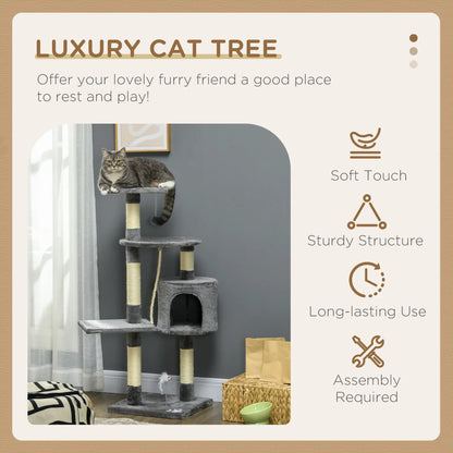 46Inch Cat Tree, Multi Level Tower for Large Cats, Grey Floor to Ceiling Cat Trees at Gallery Canada