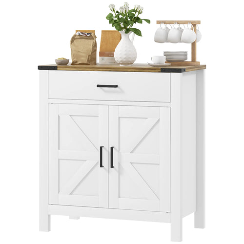 Farmhouse Buffet Cabinet, 1 Drawer, Storage Cabinet, Adjustable Shelf, White