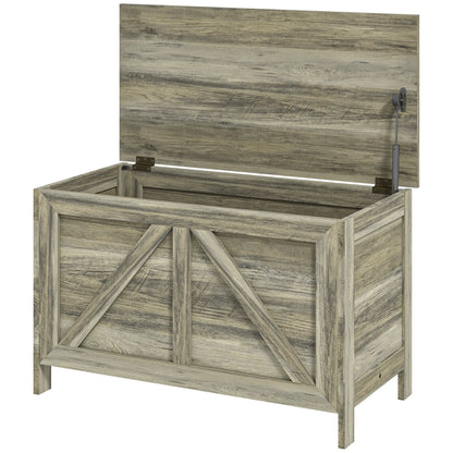 Farmhouse Storage Trunk Box, Safety Hinge, Grey Wood Grain, Grey Storage Cabinets Grey Wood Grain at Gallery Canada