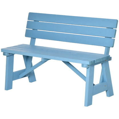 Wooden Garden Bench, 2-Person Patio Loveseat, Outdoor Furniture, Blue Outdoor Benches at Gallery Canada