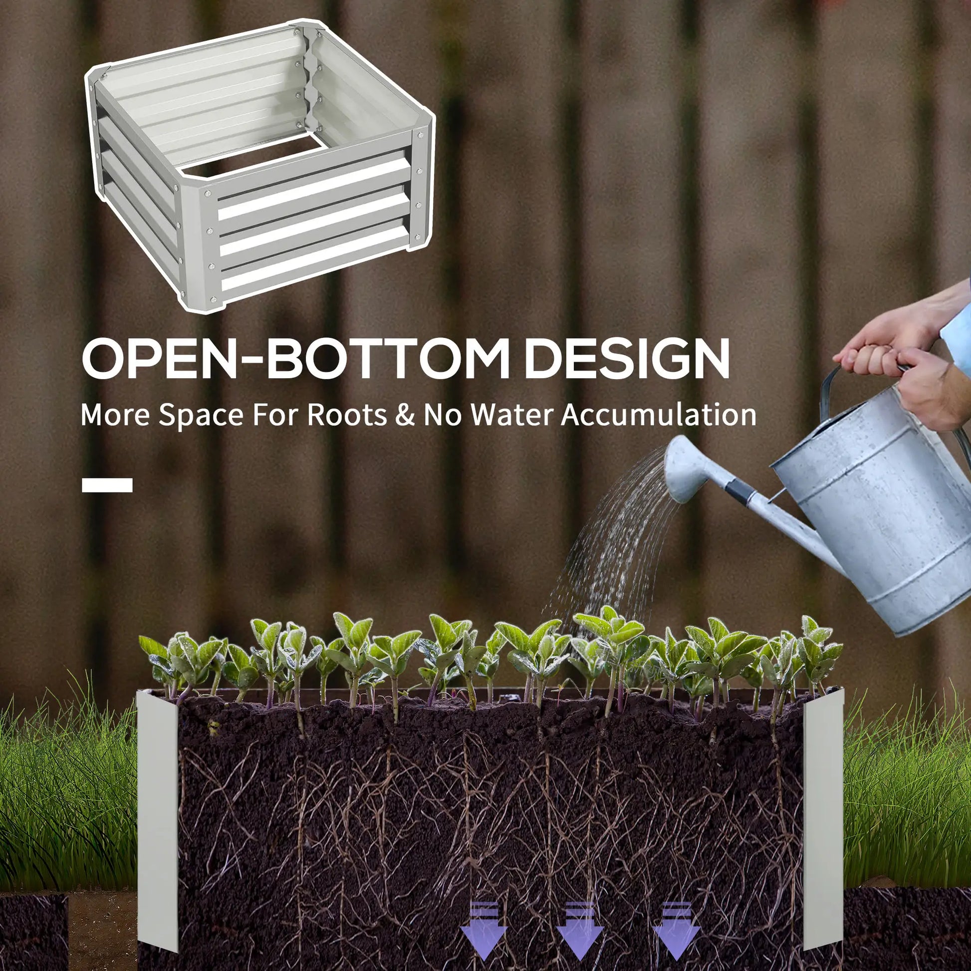 2' x 2' x 1' Raised Garden Bed, Galvanised Steel Frame, Vegetables, Flowers, Herbs, Silver Raised Garden Beds at Gallery Canada