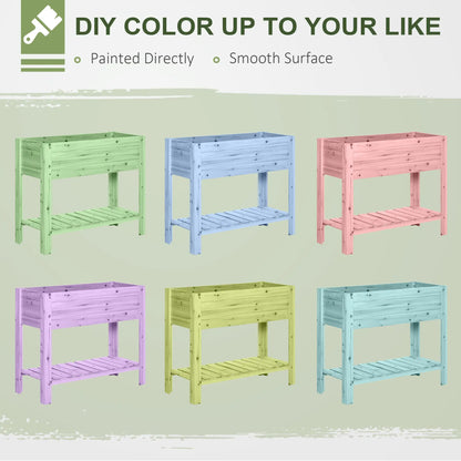 Raised Garden Bed With Legs, Elevated Planter With Shelf, Natural Wood Raised Garden Beds at Gallery Canada