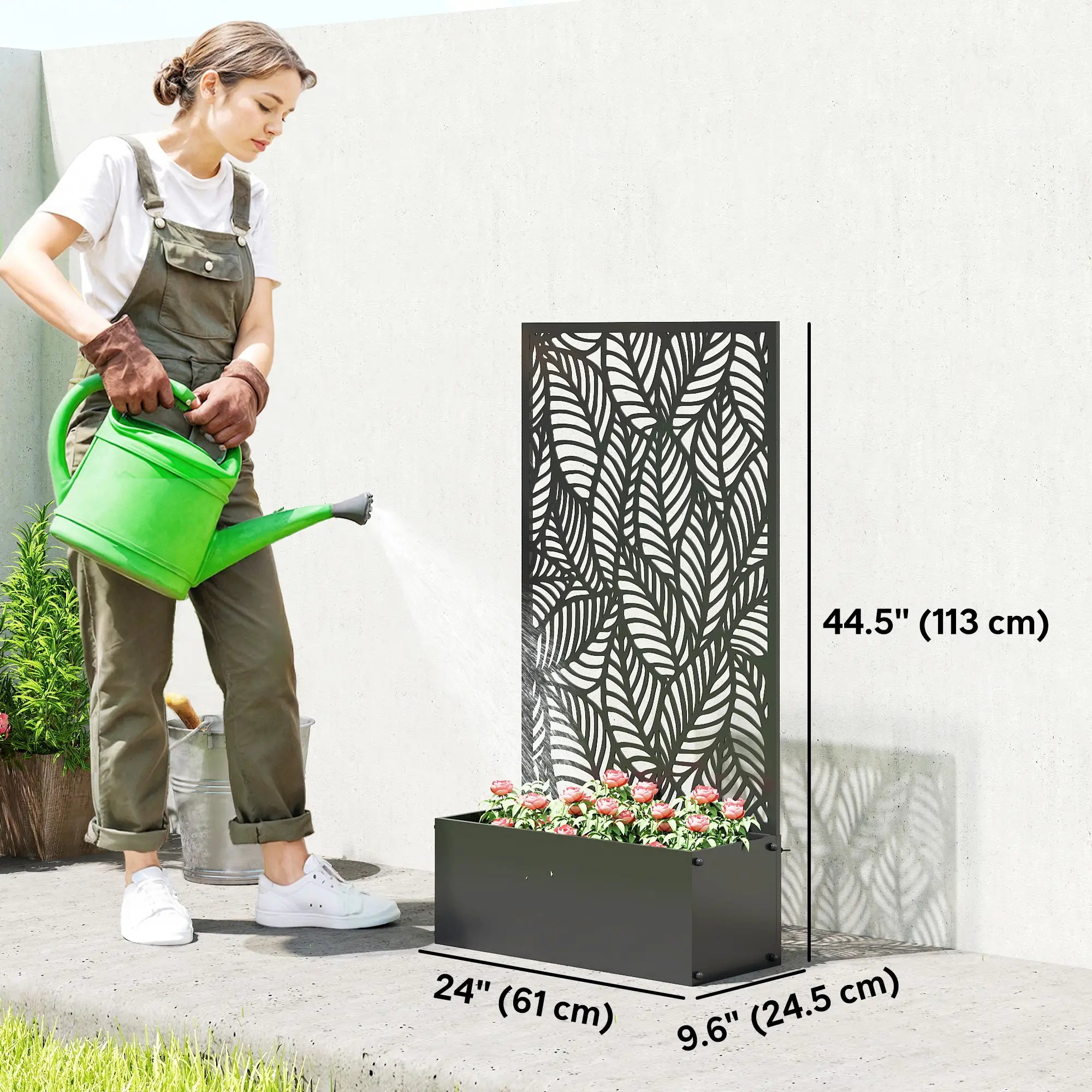 Metal Planter Box With Trellis, 44.5