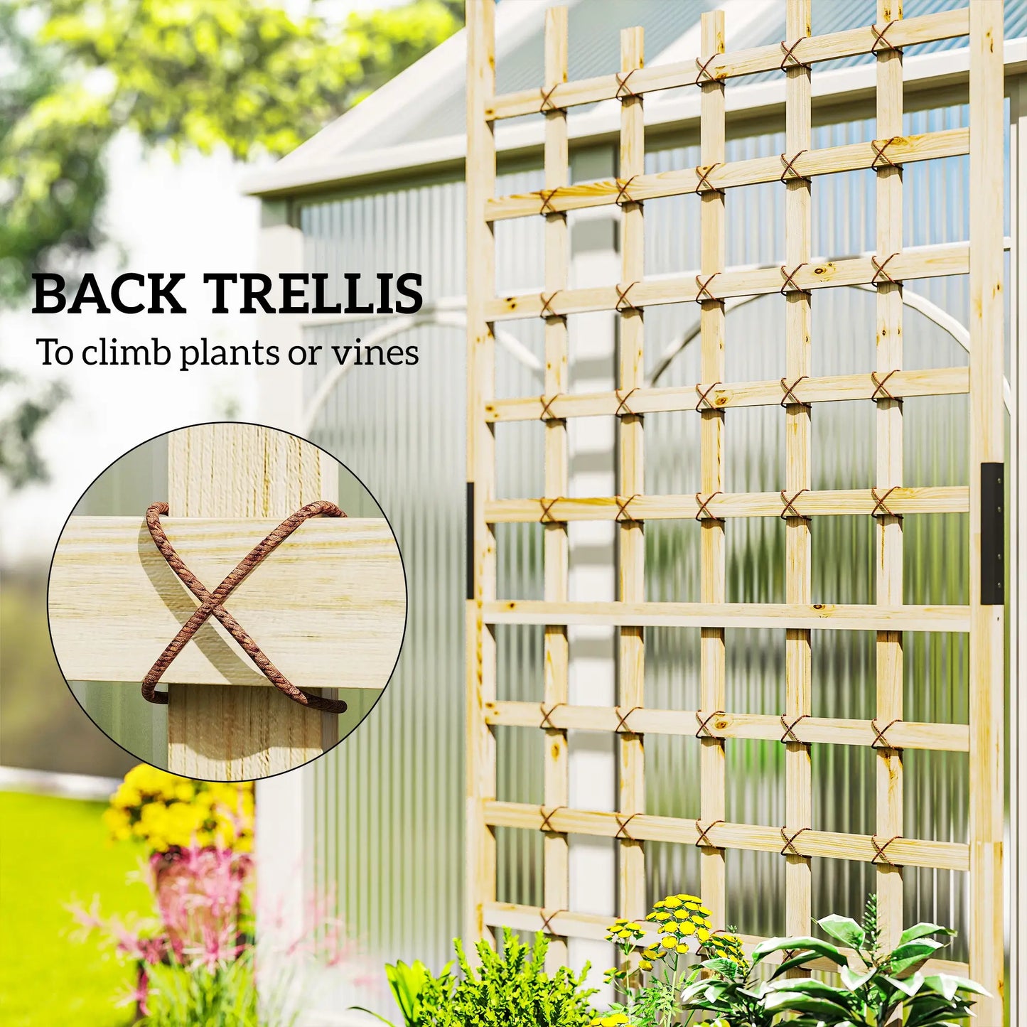 Wooden Planter With Trellis, Raised Garden Bed With Wheels, Drainage Holes