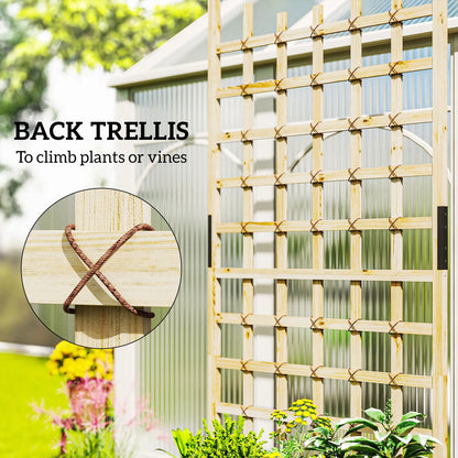 Wooden Planter With Trellis, Raised Garden Bed With Wheels, Drainage Holes