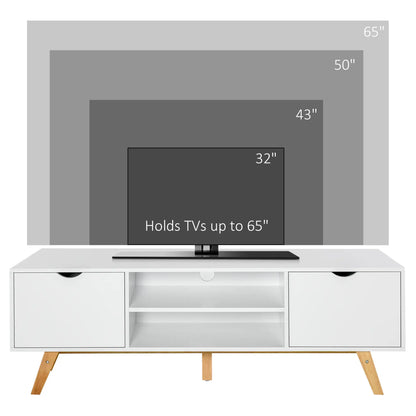 Modern Wooden TV Stand, 2 Storage Cabinets, Fits 65", White TV Stands at Gallery Canada
