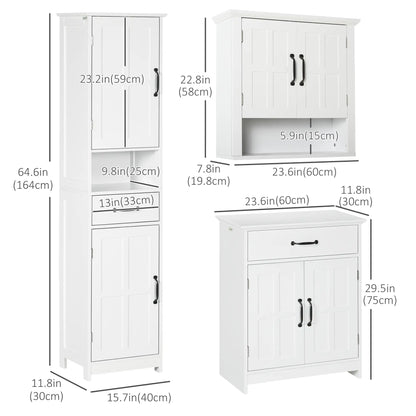 3-Piece Bathroom Furniture Set, Storage Cabinet with Drawers, Shelves, White Storage Cabinets at Gallery Canada