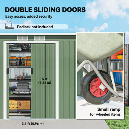 9' x 4' Metal Garden Storage Shed, with Foundation Kit, Light Green Sheds at Gallery Canada