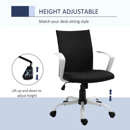 Linen Mid Back Office Chair, Tilt Swivel Computer Chair, Black Office Chairs at Gallery Canada