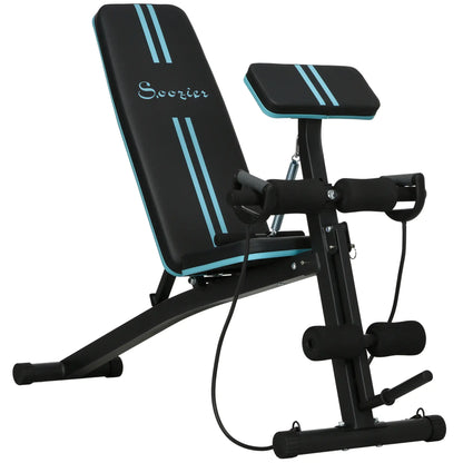 Foldable Adjustable Press Bench, Weight Training Gym Chair, Black & Blue Weight Benches at Gallery Canada