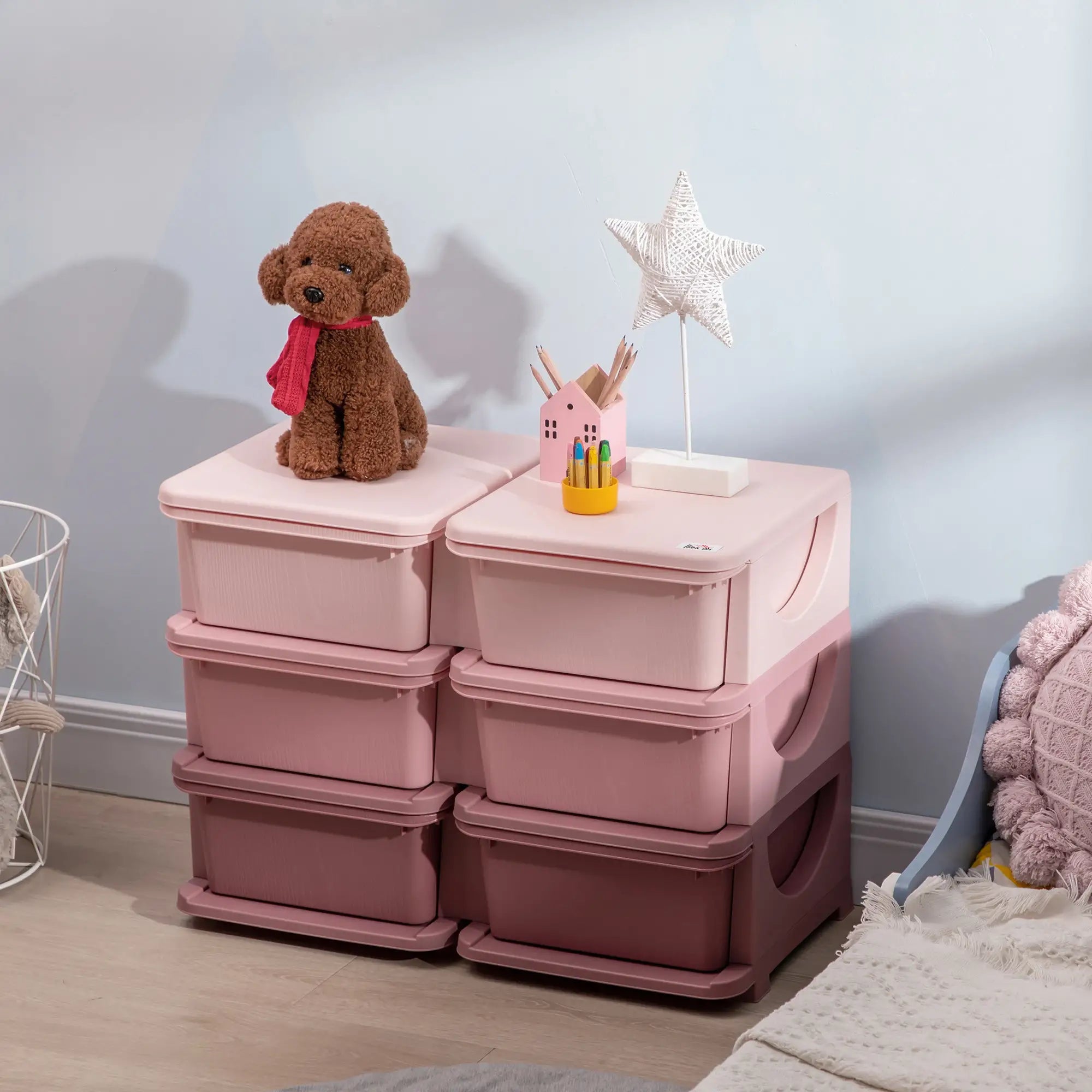 3 Tier Toy Organizer, 6 Plastic Drawers, Pink Baby & Kids Storage at Gallery Canada