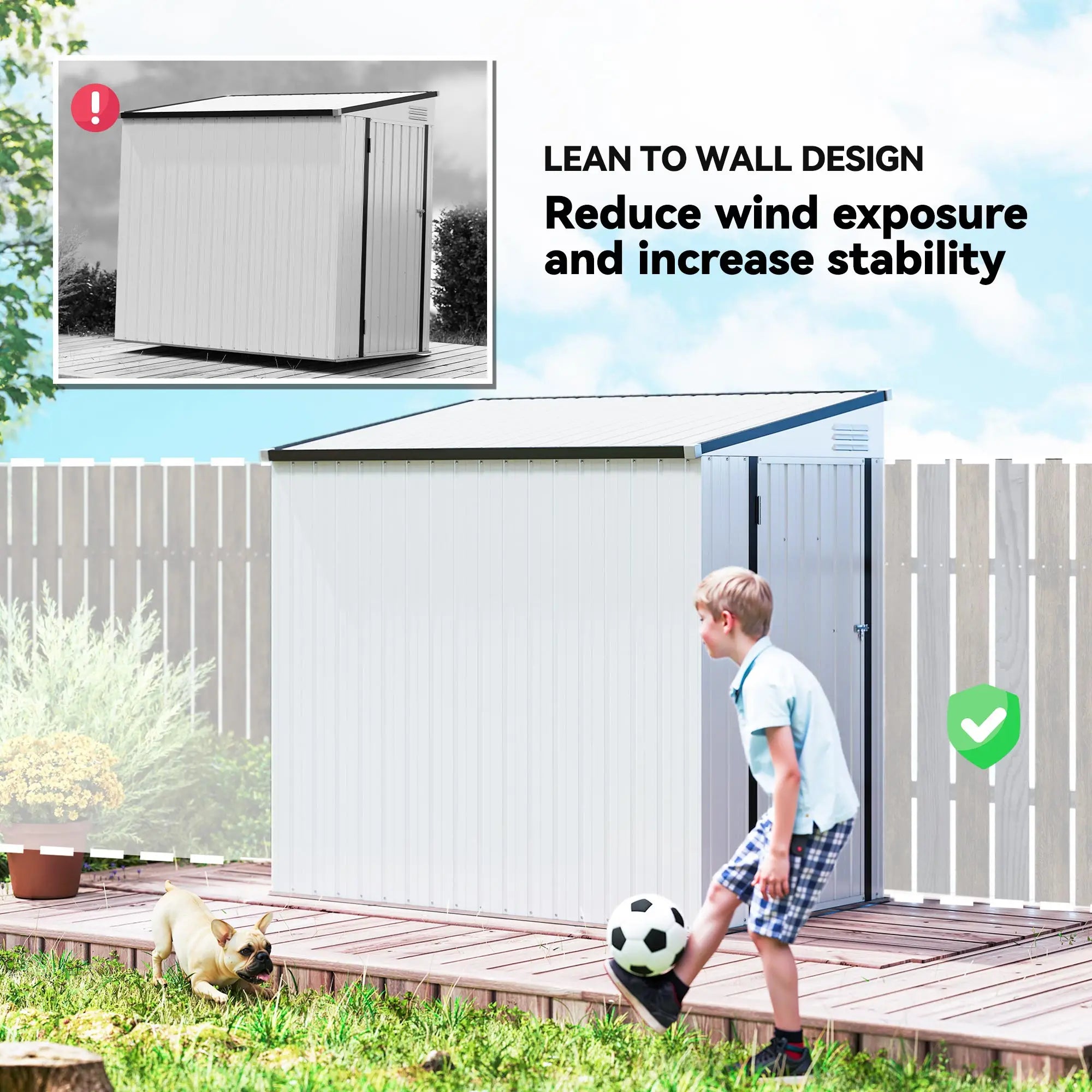 4.3' x 6.3' Metal Outdoor Storage Shed With Lockable Door, Dark Grey Sheds at Gallery Canada