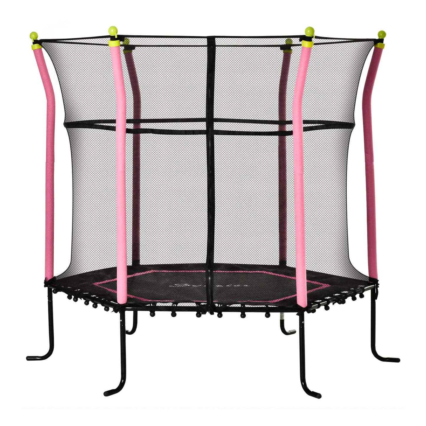 64" Kids Trampoline, Indoor Outdoor Bouncer, Enclosure Net, Pink Trampolines Pink at Gallery Canada