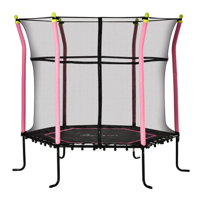 64" Kids Trampoline, Indoor Outdoor Bouncer, Enclosure Net, Pink Trampolines Pink at Gallery Canada