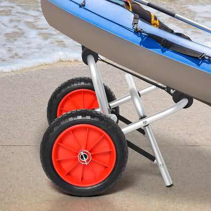 Foldable Kayak Cart, Aluminum Canoe Carrier, NO-Flat Wheel, Silver Kayak Carts at Gallery Canada