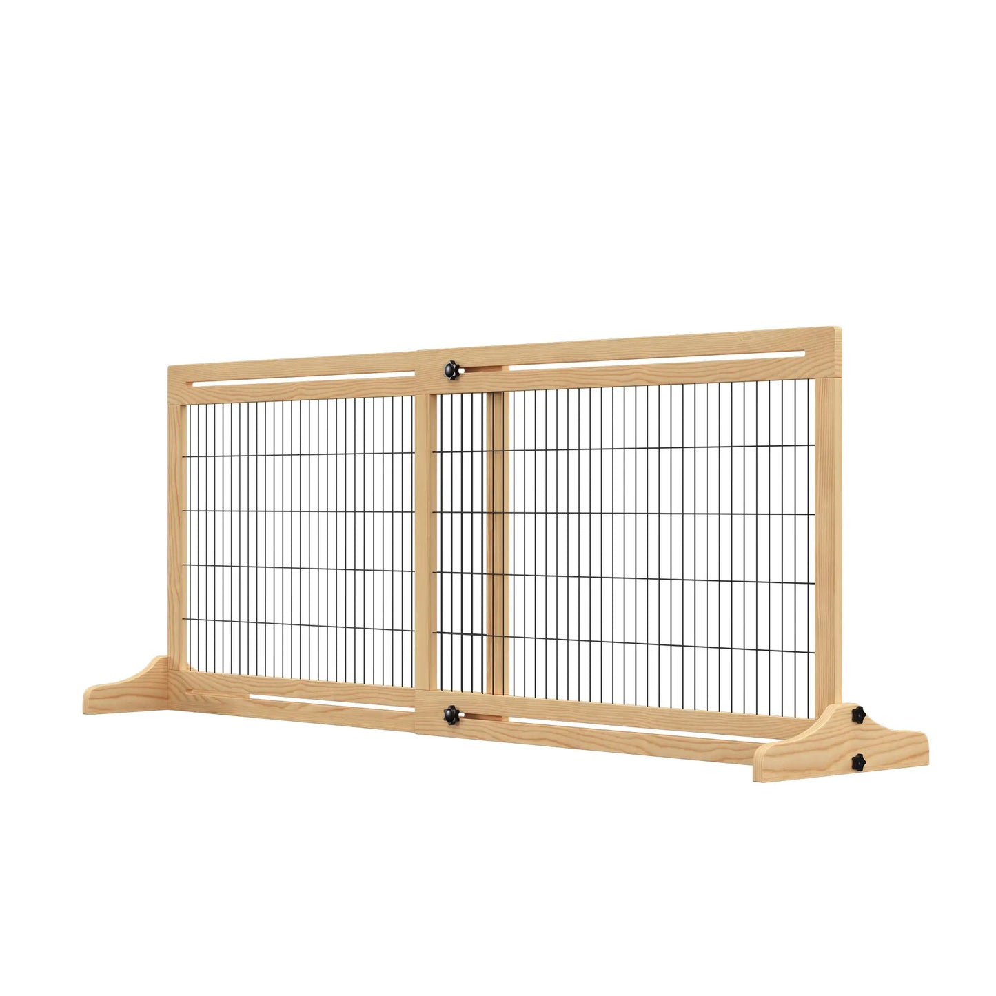 41"-72" Wooden Pet Gate, Freestanding with Support Feet, Natural Houses, Kennels & Pens Natural at Gallery Canada