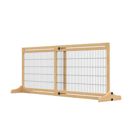 41"-72" Wooden Pet Gate, Freestanding with Support Feet, Natural Houses, Kennels & Pens Natural at Gallery Canada