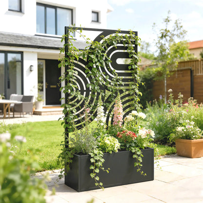 Metal Planter Box With Trellis, 44.5" Raised Garden Bed Privacy Screen Galvanized Planter Boxes at Gallery Canada