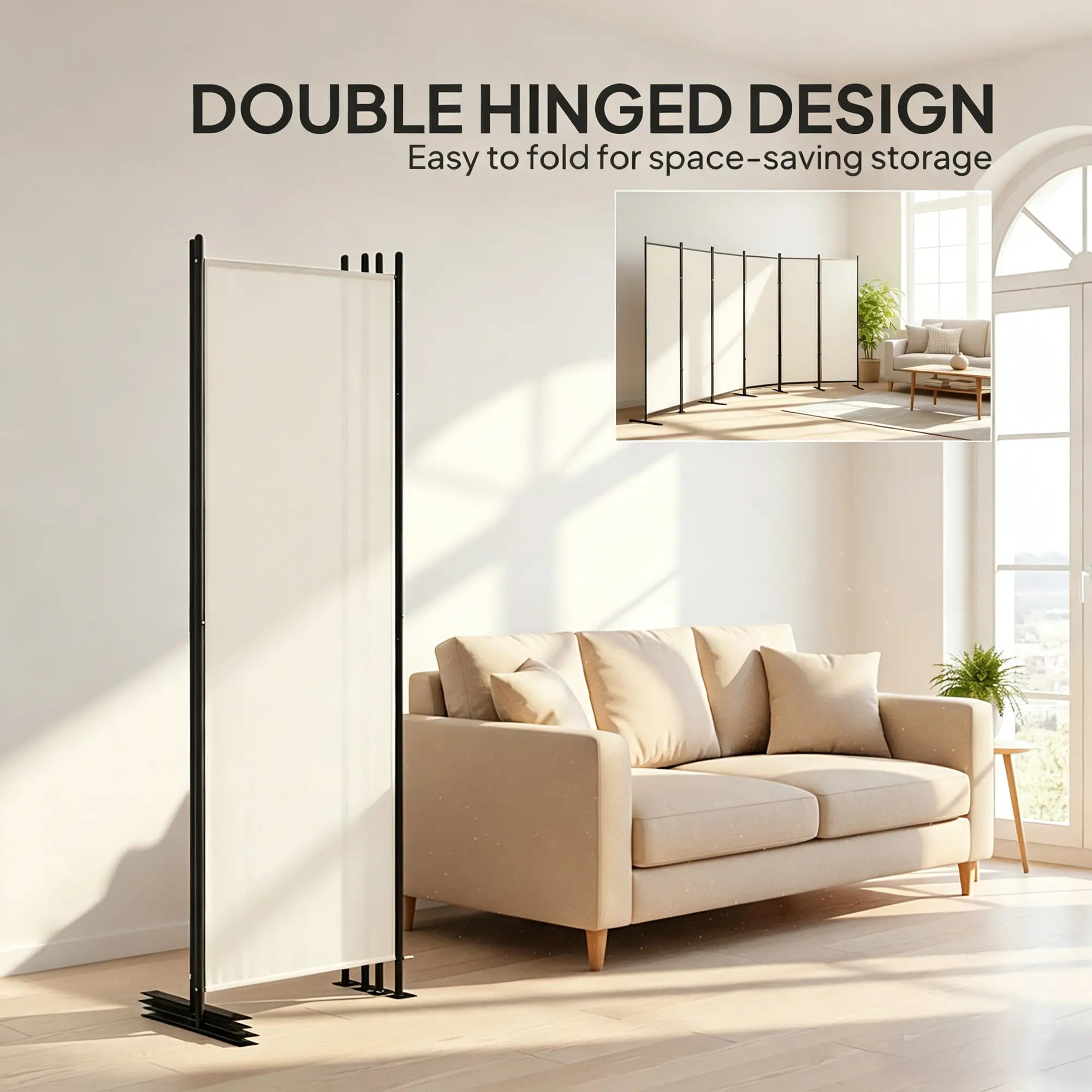 6 Ft Folding Room Divider, Portable Privacy Screen, Beige Room Dividers at Gallery Canada