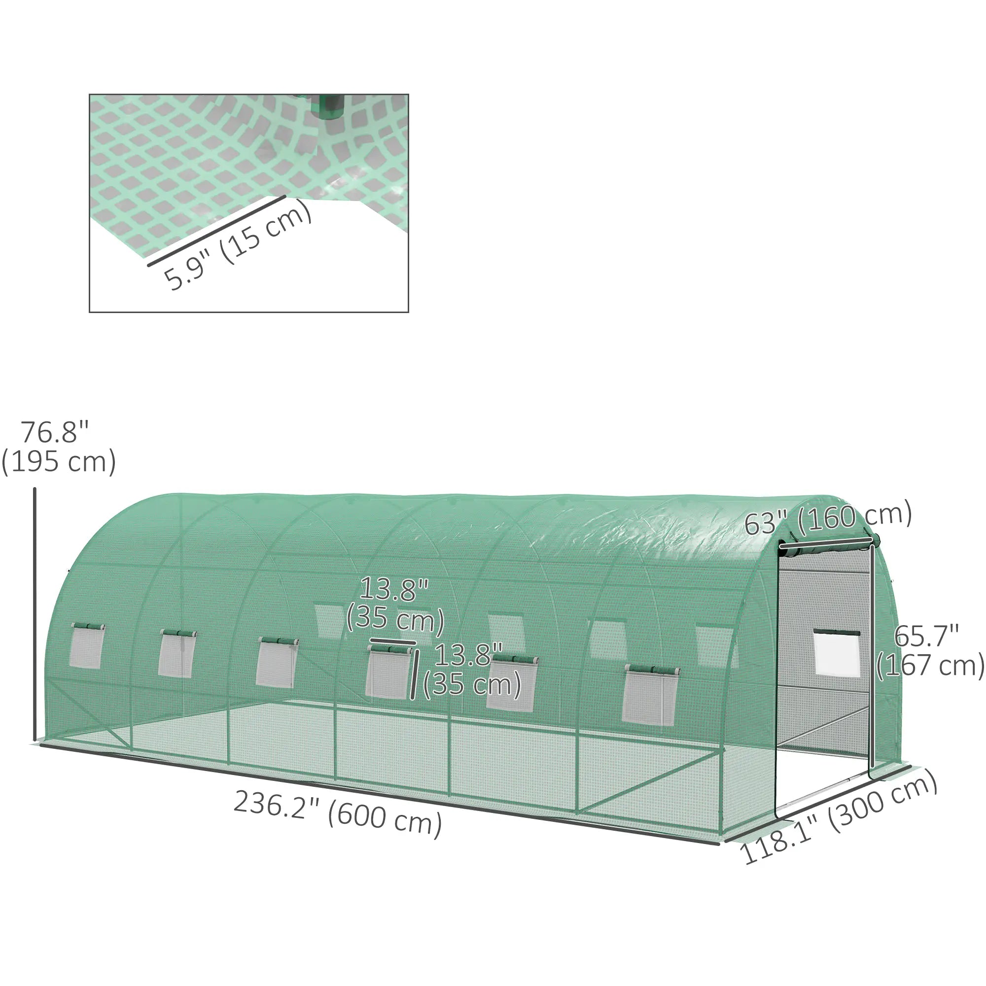20' x 10' Walk-in Greenhouse, Sprinkler System, Roll-up Door, 12 Mesh Windows, Green Tunnel Greenhouses at Gallery Canada
