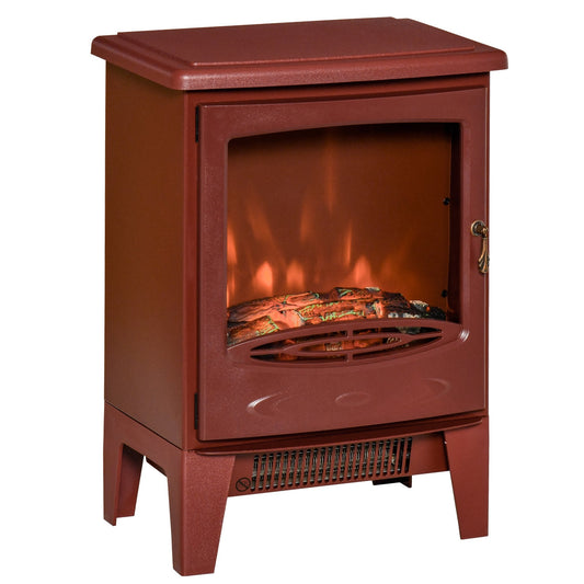 Electric Fireplace Stove, Free standing Fireplace Heater with Realistic Flame Effect, Overheat Safety Protection, 750W/1500W, Red - Gallery Canada
