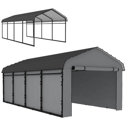 12' x 20' Metal Carport, Heavy Duty Garage Shelter, Light Grey Car Shelters at Gallery Canada