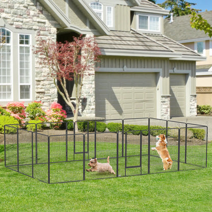 16 Panel 39" Heavy Duty Dog Playpen, Small Medium Large Dogs, Grey Houses, Kennels & Pens at Gallery Canada