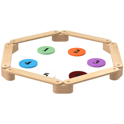6 PC Wooden Balance Beam for Kids, Indoor Outdoor Coordination