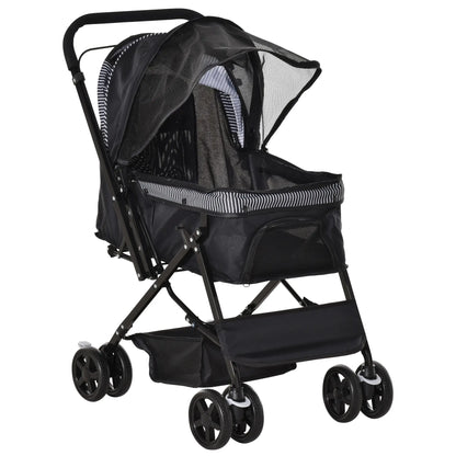 Foldable Pet Stroller, 4 Wheels, EVA Brake, 3-Stage Canopy, Mesh Window, Black Dog Bike Trailers & Strollers Black at Gallery Canada