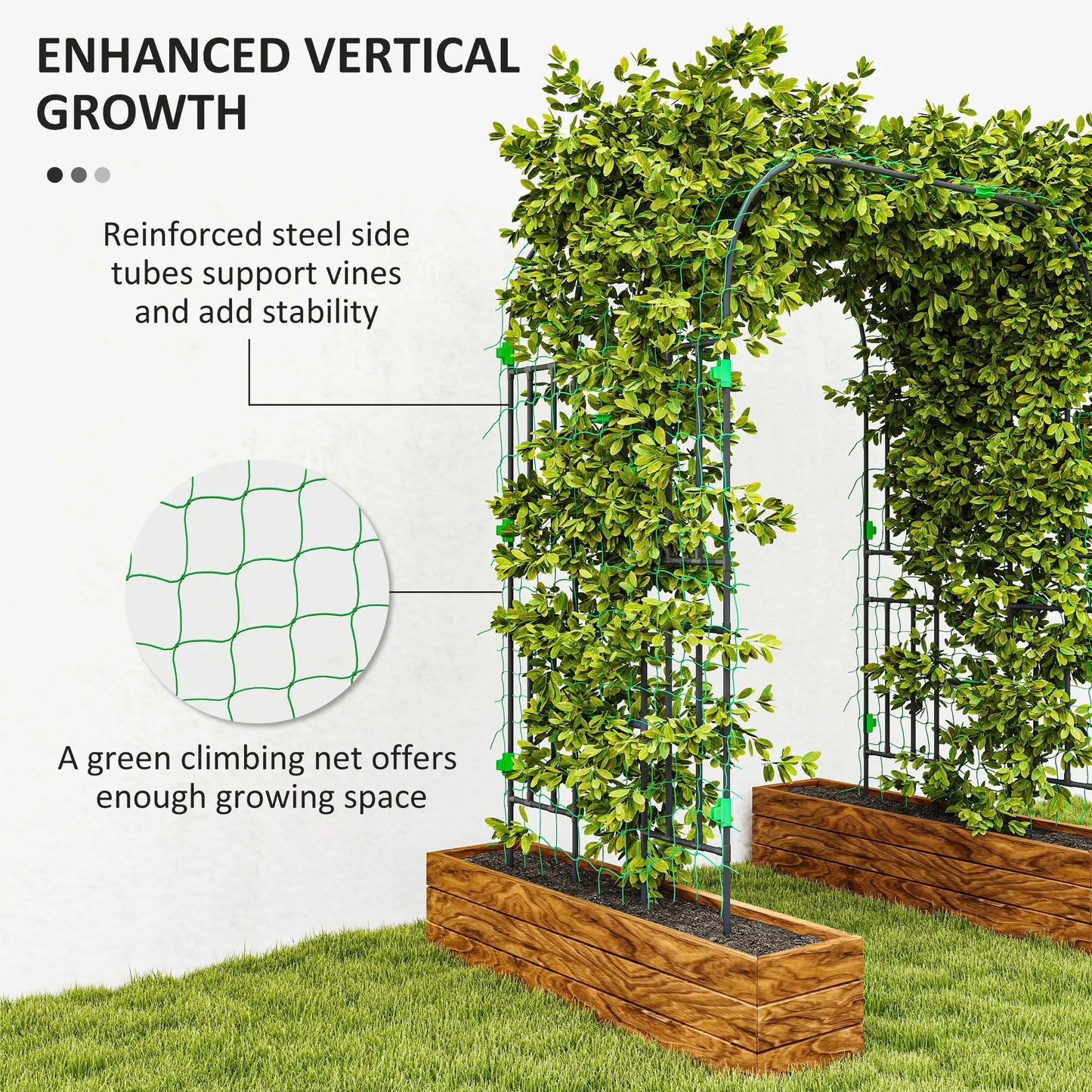 Arched Garden Trellis, 8 FT Tall Metal Plant Support with Netting Plant Stands at Gallery Canada