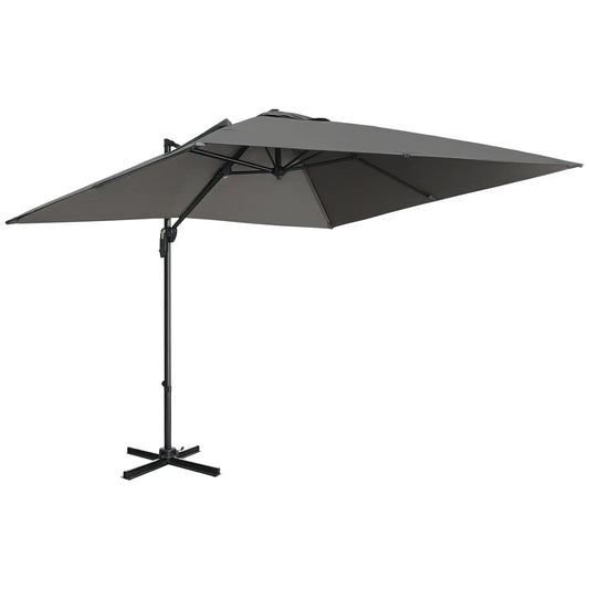 9ft Square Cantilever Patio Umbrella, Crank Handle, Tilt, Dark Grey Cantilever Umbrellas Dark Grey at Gallery Canada